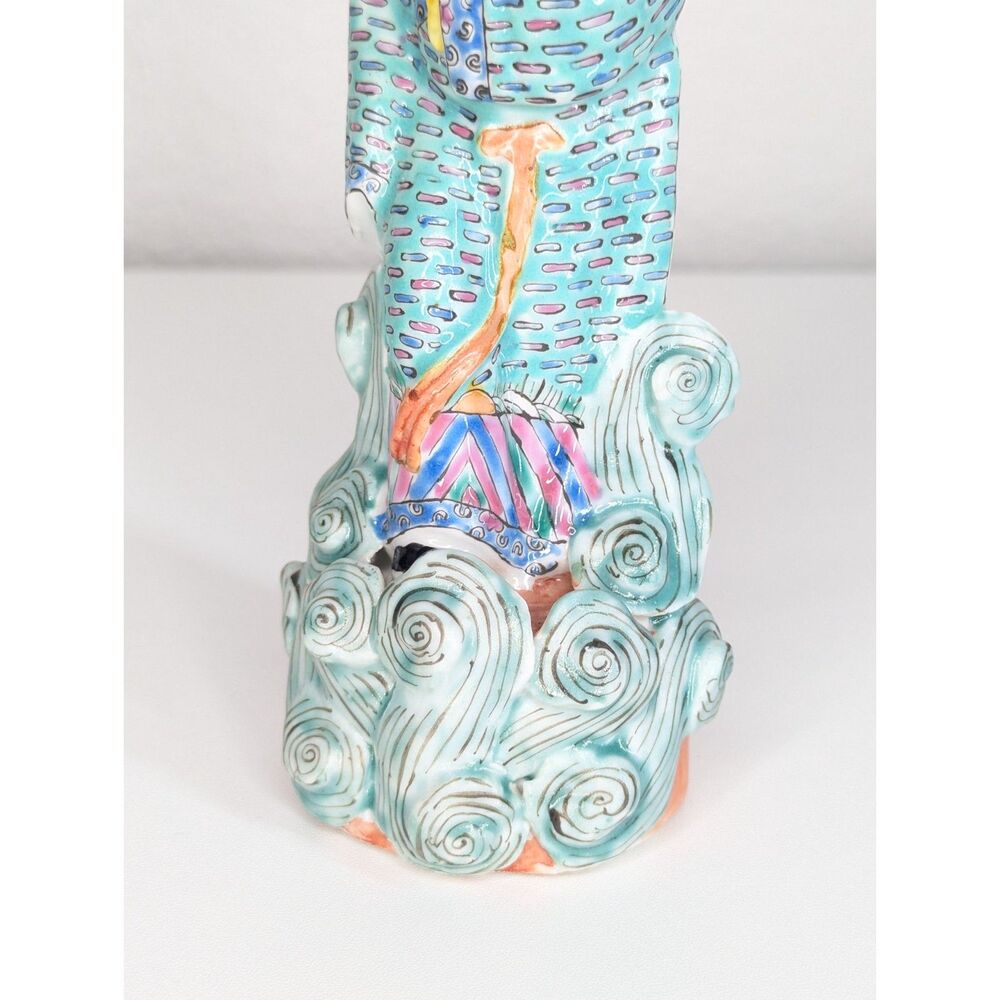 Antique Early 20th c. Chinese Famille Rose Porcelain Figurine Waves Immortallity - Picture 8 of 12